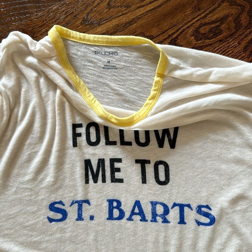 Pilcro Graphic Ringer Tee Follow Me To St. Barts - Picture 8 of 8